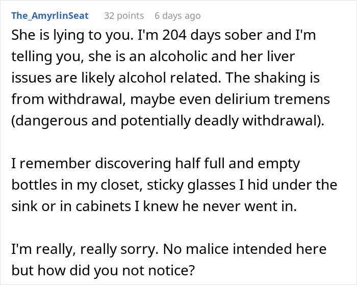 Man Asks For Advice After His Supposedly Sober Wife Turns Out To Be An Alcoholic