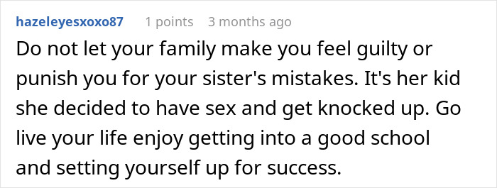 Family Expects This Woman To Delay College To Help With Her Sister's Baby