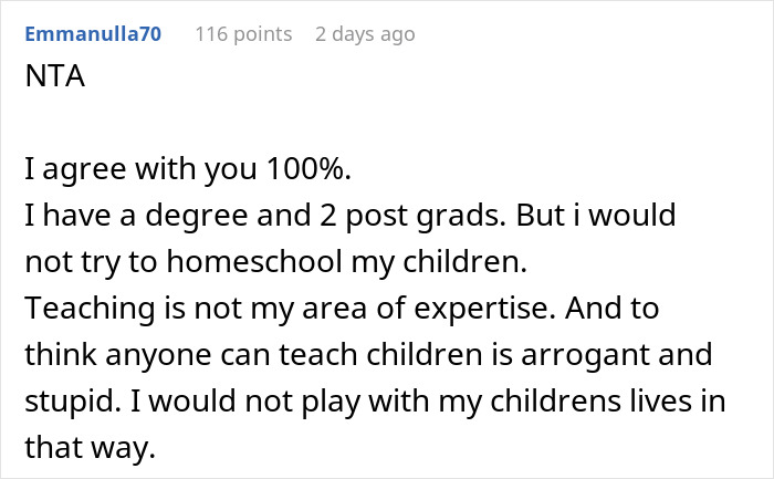 Person Makes Their Sister Cry By Quizzing Her After She Claimed She Would Homeschool Her Kid