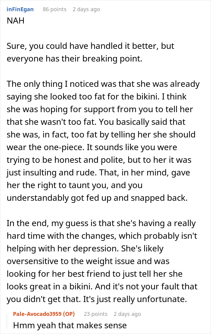 Woman Packs Her Bags And Leaves After Friend Tells Her What She Really Thinks About Her In A Bikini Woman Packs Her Bags And Leaves After Friend Tells Her What She Really Thinks About Her In A Bikini