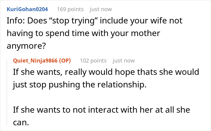 Family Drama Ensues After Wife Keeps Trying To Make MIL Like Her, Husband Tells Her She Never Will