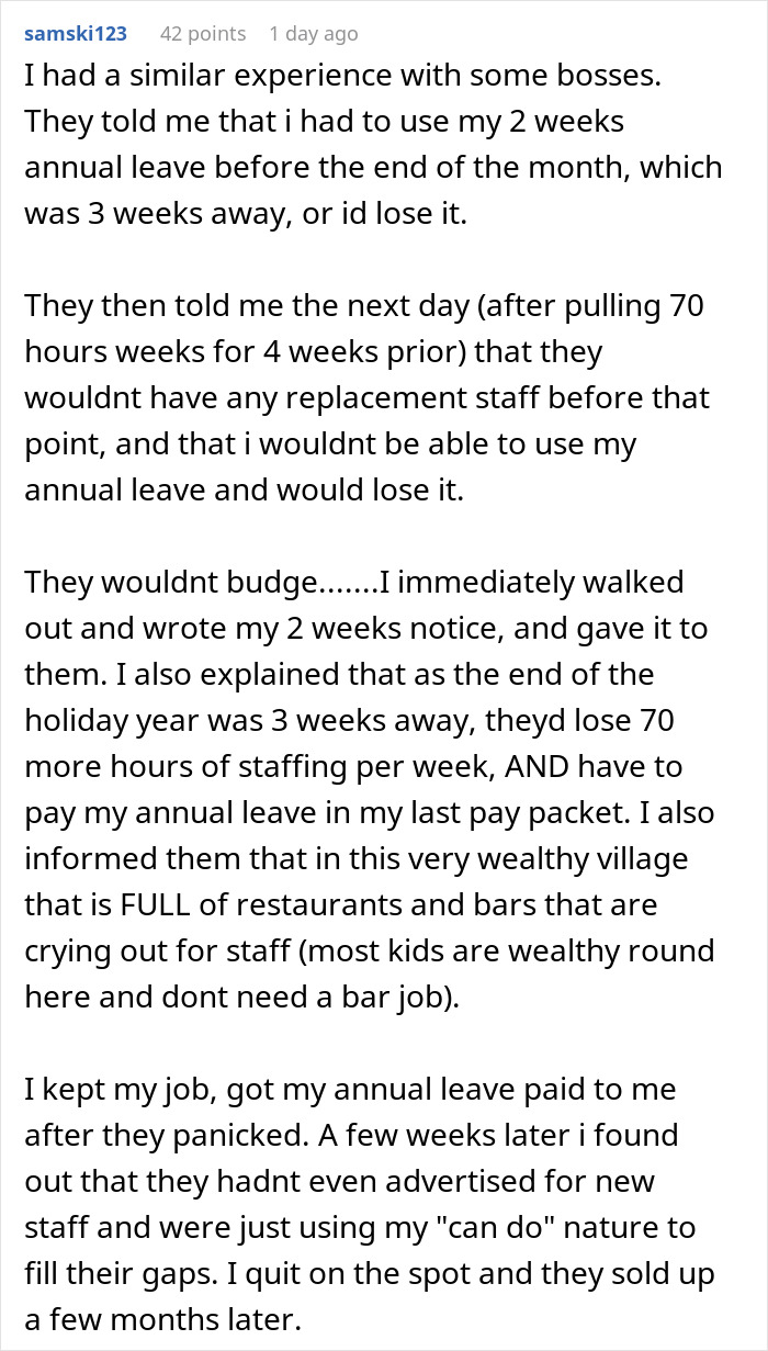 Person Quits On The Spot After Boss Changes Their Mind About Their Weekend Off