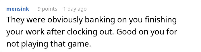 Worker Complies With Manager’s Demand To Be Off The Clock By 1 PM, Teaches Her A Lesson Worker Complies With Manager’s Demand To Be Off The Clock By 1 PM, Teaches Her A Lesson