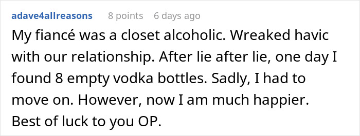 Man Asks For Advice After His Supposedly Sober Wife Turns Out To Be An Alcoholic