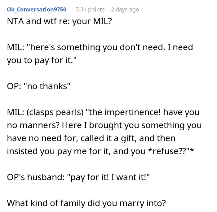 &ldquo;Never Asked For It&rdquo;: Woman Receives A Gift From MIL, Is Shocked When She Also Asks For $30 Back