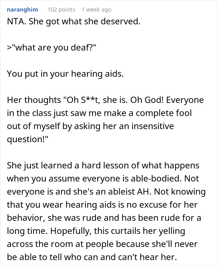 Woman Wonders If She&rsquo;s A Jerk For Using Her Hearing Aids To Make An Annoying Classmate Look Stupid