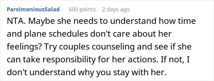 Husband Tells Wife They Need To Leave The Party To Catch A Flight But Gets Ignored, Leaves Alone