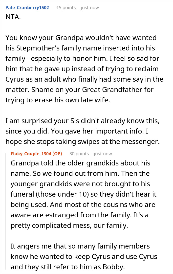 Woman Wants To Name Her Baby After Grandad, Is Upset Her Brother Revealed It Was A Hated Nickname Woman Wants To Name Her Baby After Grandad, Is Upset Her Brother Revealed It Was A Hated Nickname