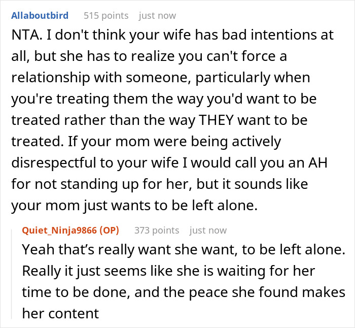 Family Drama Ensues After Wife Keeps Trying To Make MIL Like Her, Husband Tells Her She Never Will