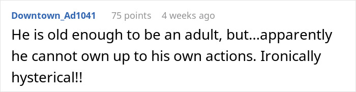 Text from a user expressing frustration about an adult's actions during sibling drama. Text from a user expressing frustration about an adult's actions during sibling drama.