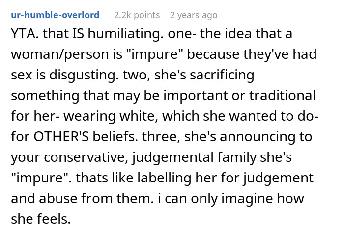 &ldquo;[Am I The Jerk] For Convincing My Girlfriend Not To Wear A White Dress On Our Wedding Day?&rdquo;