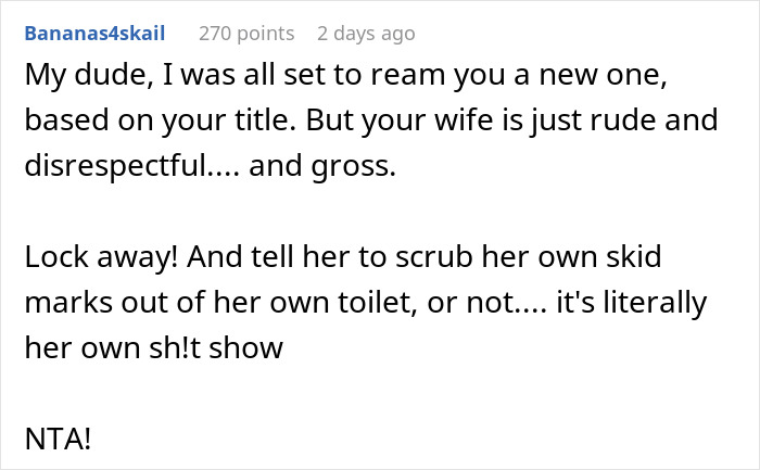 &ldquo;AITA For Putting An Outside Lock On My Bathroom To Prevent My Wife From Using It?&rdquo;