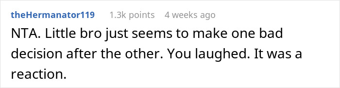 Comment about sibling drama over brother's "Loyalty" tattoo, mentioning bad decisions and laughter as a reaction. Comment about sibling drama over brother's "Loyalty" tattoo, mentioning bad decisions and laughter as a reaction.
