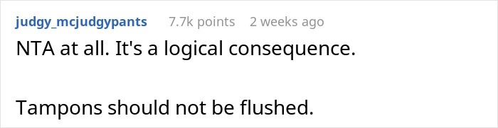 Dad Asks 19YO To Stop Flushing Tampons Down The Toilet Due To Possible Plumbing Issues, Drama Ensues Dad Asks 19YO To Stop Flushing Tampons Down The Toilet Due To Possible Plumbing Issues, Drama Ensues