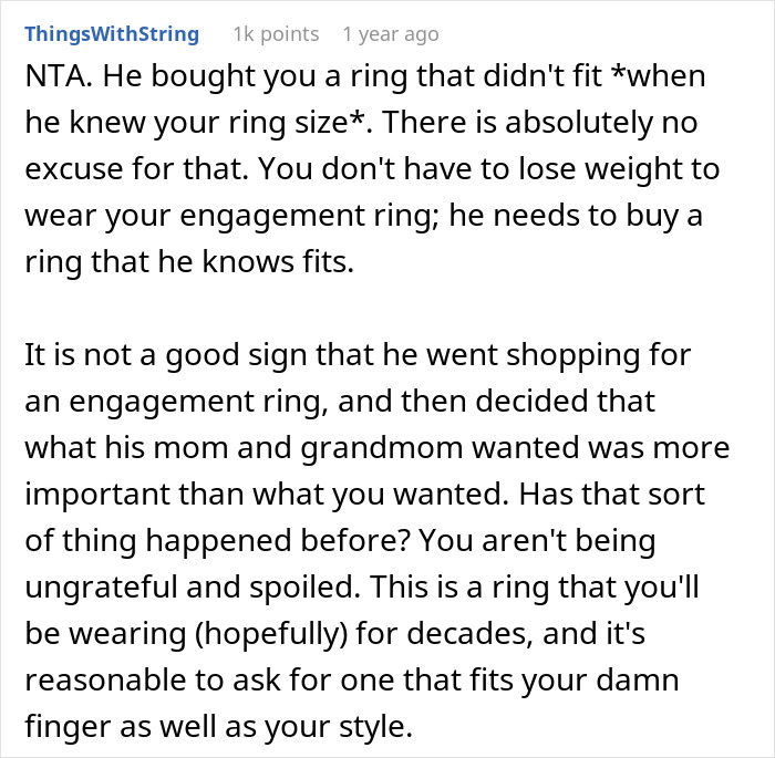 Guy Listens To His Mom’s Advice When Getting Proposal Ring, Instead Of Fiancée’s Detailed Requests Guy Listens To His Mom’s Advice When Getting Proposal Ring, Instead Of Fiancée’s Detailed Requests