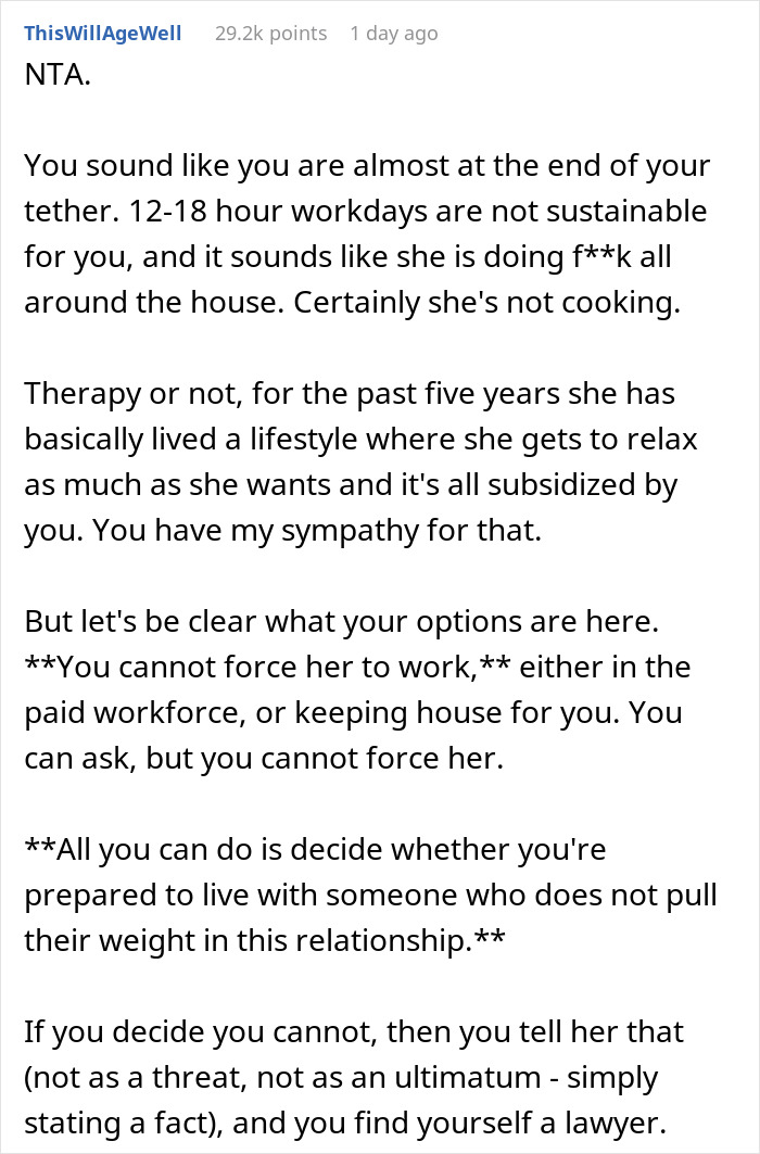 Exhausted Husband Working 84-Hour Weeks Considers Divorce After Wife Won&rsquo;t Go Back To Work