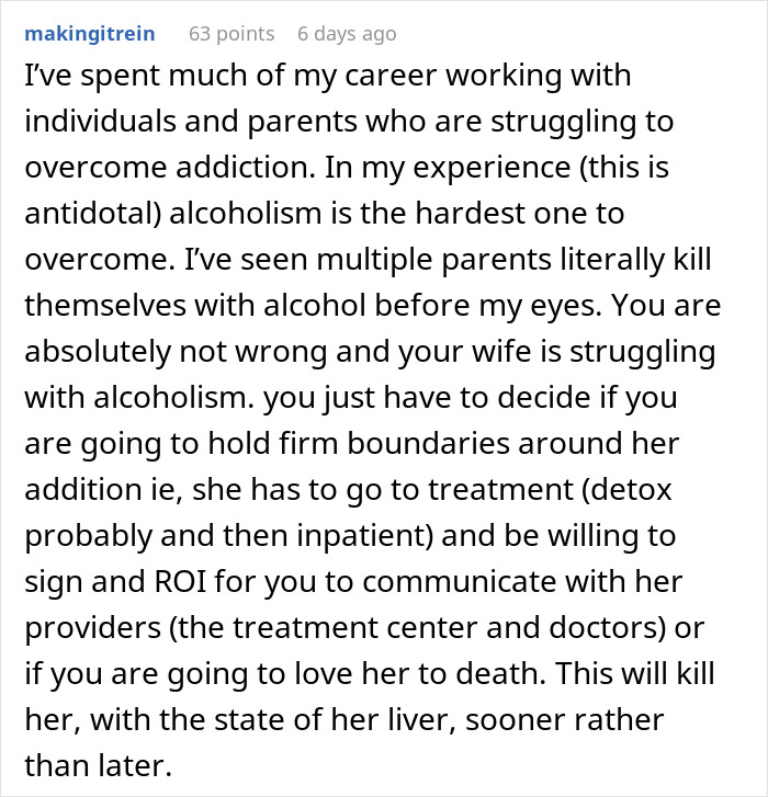 Man Asks For Advice After His Supposedly Sober Wife Turns Out To Be An Alcoholic