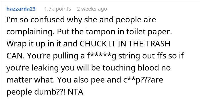Dad Asks 19YO To Stop Flushing Tampons Down The Toilet Due To Possible Plumbing Issues, Drama Ensues Dad Asks 19YO To Stop Flushing Tampons Down The Toilet Due To Possible Plumbing Issues, Drama Ensues