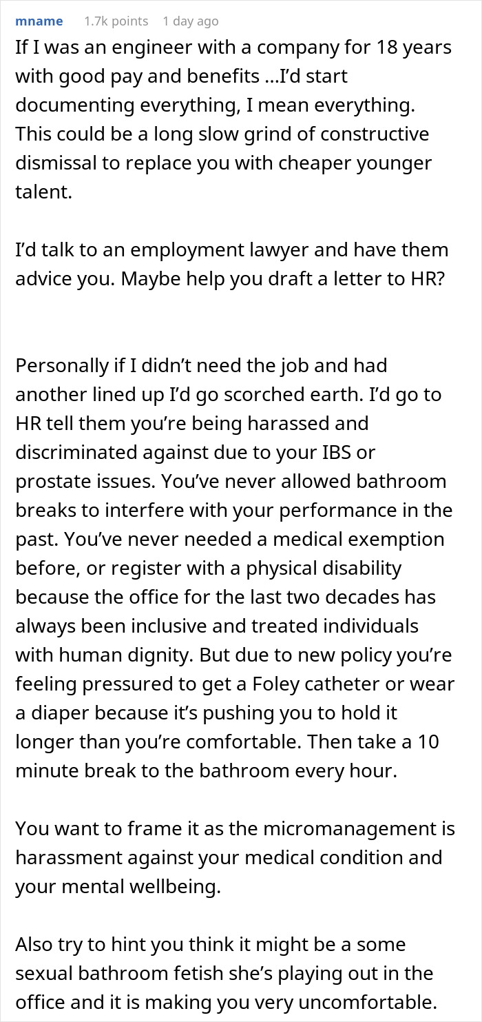 New Boss Risks Losing A High-Performing Employee With His Ridiculous Bathroom Rule