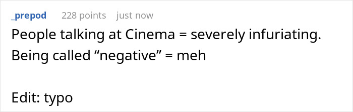 “Went To Cinema, Got Called ‘Negative’ For Asking 3 People To Stop Talking And Using Their Phones” “Went To Cinema, Got Called ‘Negative’ For Asking 3 People To Stop Talking And Using Their Phones”
