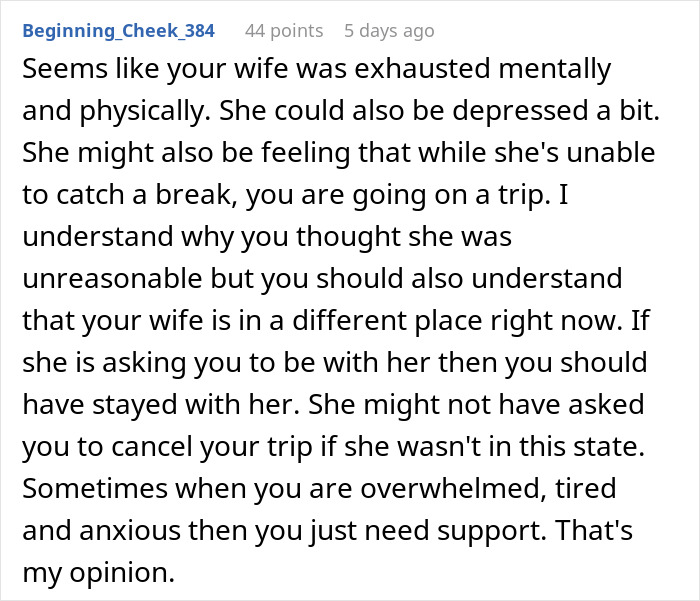 &ldquo;Am I The Jerk For Not Canceling A Boys Trip Upon My Wife&rsquo;s Request?&rdquo;