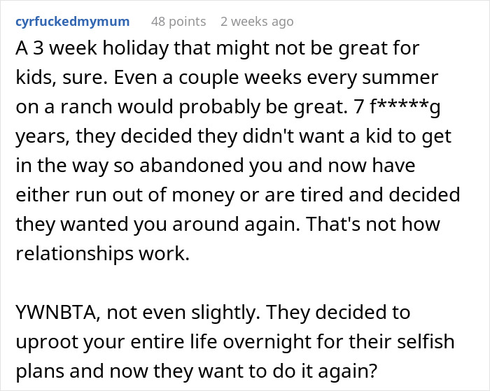 Teen Is At A Loss After Her Parents Return From A 7-Year-Long 'World Trip' And Want Her Back