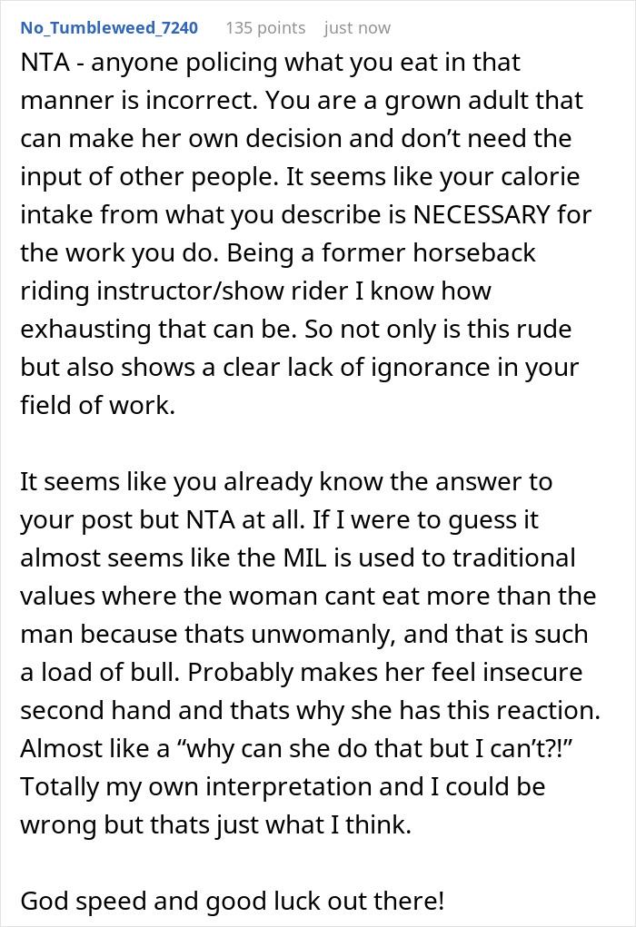 In-Laws Turn Passive Aggressive After DIL Refuses To Give In To MIL&rsquo;s Policing Of Her Eating Habits 