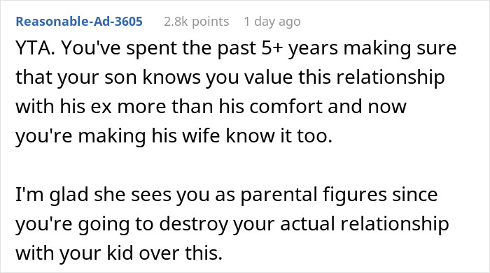 &ldquo;AITA For Telling My Son&rsquo;s Wife That His Ex Is In The Family And Has Been Here Longer Than She Has&rdquo;