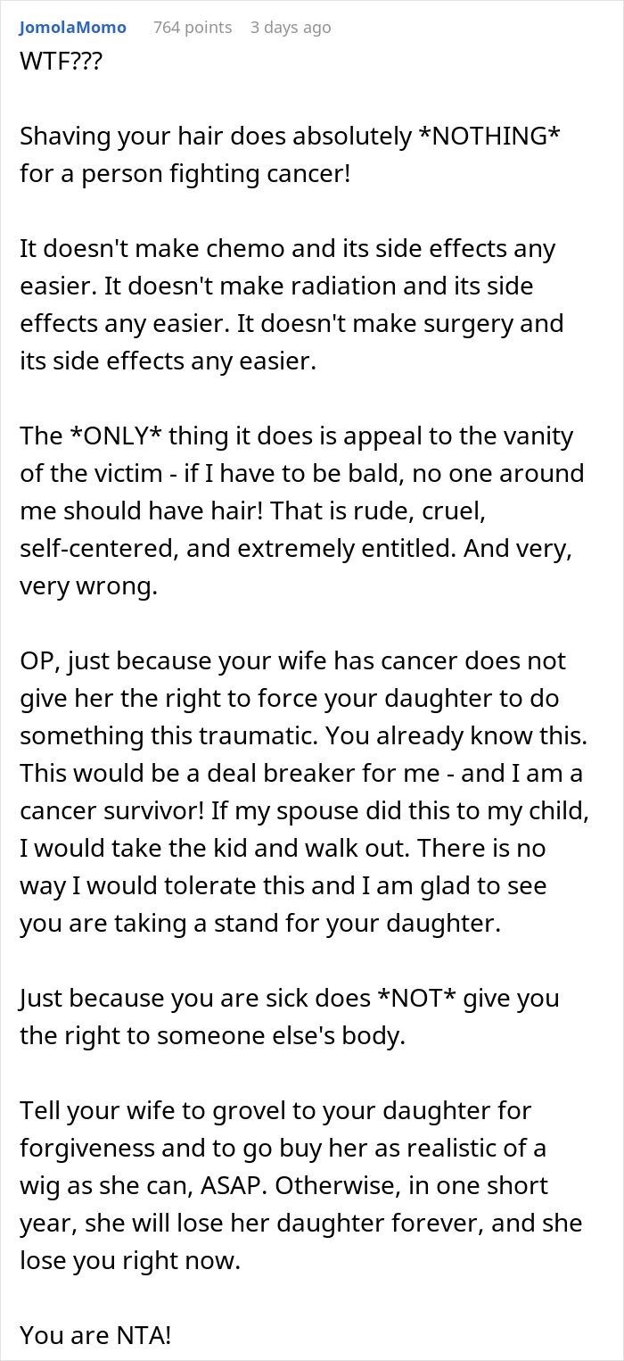 &ldquo;Not Sure If I Can Move Past This&rdquo;: Dad Furious After Wife Pressures Daughter To Shave Her Head