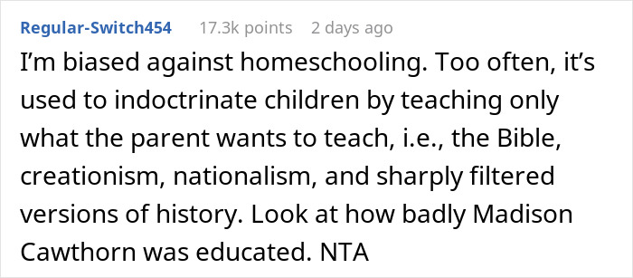 Person Makes Their Sister Cry By Quizzing Her After She Claimed She Would Homeschool Her Kid