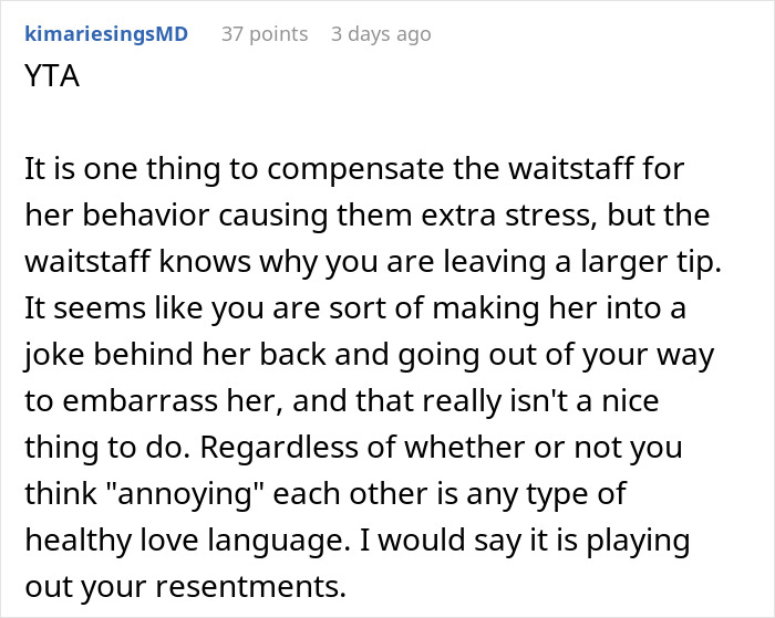 Wife Gets Reality Check After She Sees Husband Compensating Servers For Her Rudeness