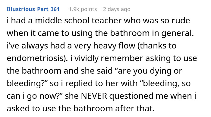 GF Finds A Perfect Way To Embarrass P.E. Teacher For Berating Her BF For His Period