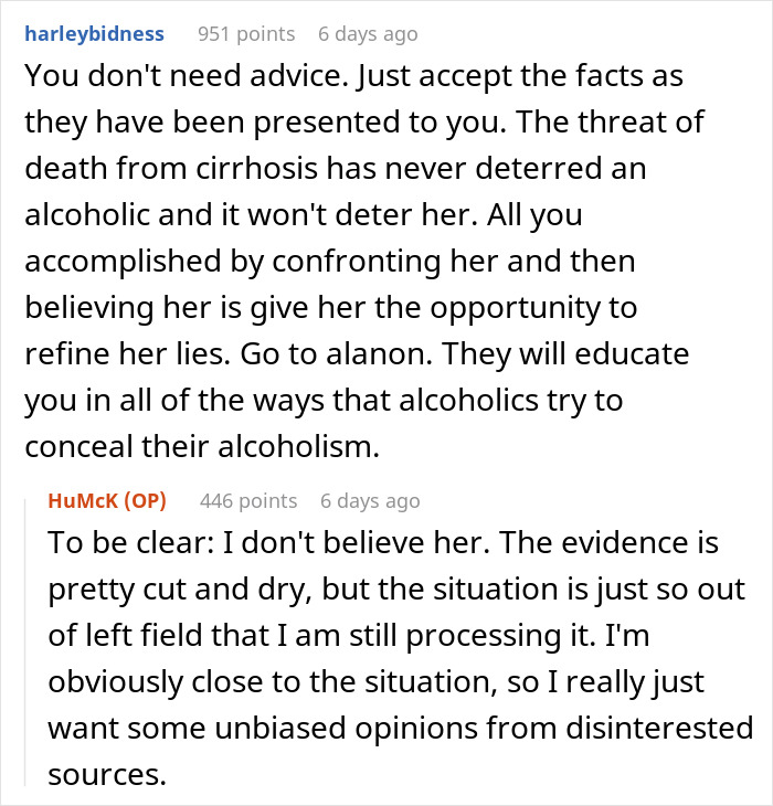 Man Asks For Advice After His Supposedly Sober Wife Turns Out To Be An Alcoholic