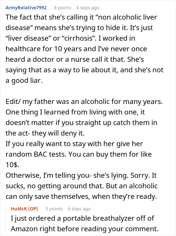 Man Asks For Advice After His Supposedly Sober Wife Turns Out To Be An Alcoholic