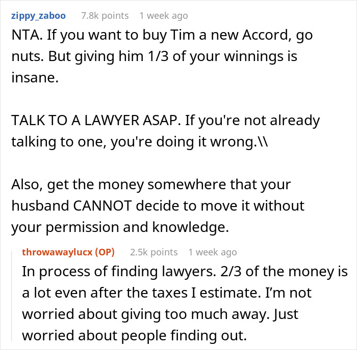 Woman Doesn't Want To Share Lottery Winnings With Husband's Friend, Gets Told To Stay Wary Woman Doesn't Want To Share Lottery Winnings With Husband's Friend, Gets Told To Stay Wary
