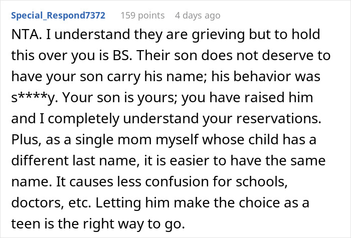 Comment discussing rich grandparents&rsquo; inheritance promise, focusing on family tensions and the mom&rsquo;s reservations.