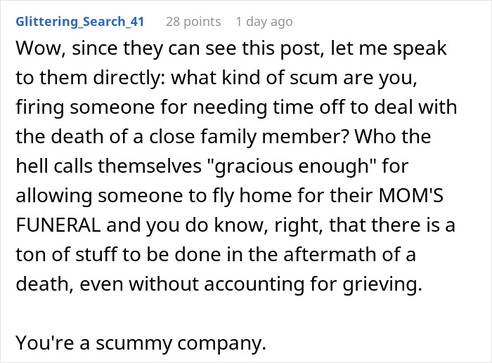Company Regrets Firing This Guy Over His Mother's Death When The Internet Comes After Them