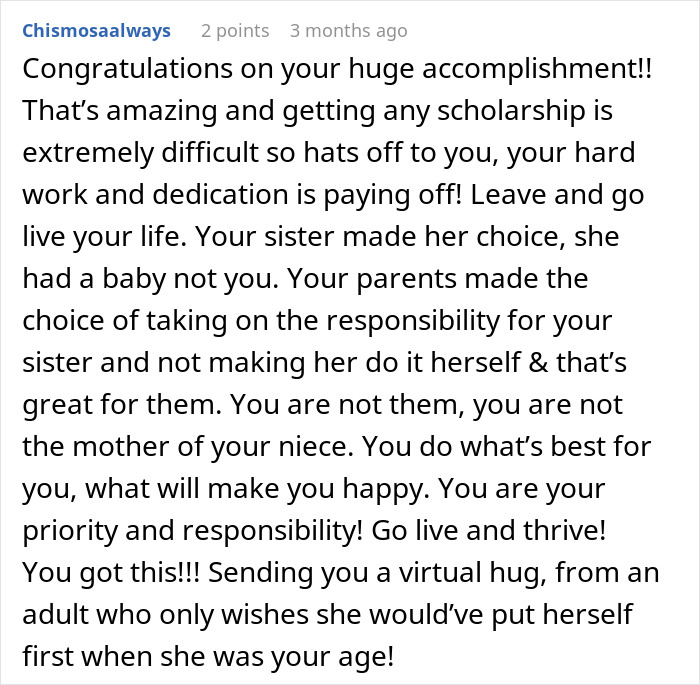 Family Expects This Woman To Delay College To Help With Her Sister's Baby