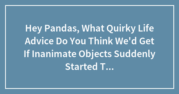 Hey Pandas, What Quirky Life Advice Do You Think We’d Get If Inanimate Objects Suddenly Started Talking?