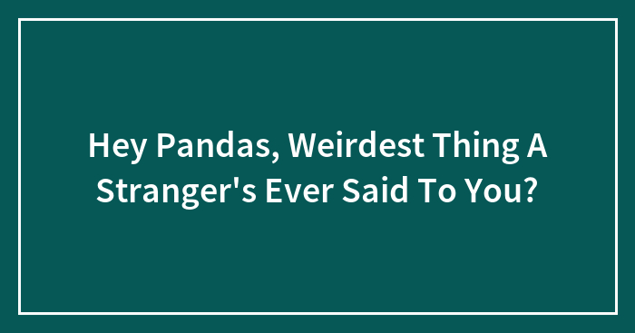 Hey Pandas, Weirdest Thing A Stranger’s Ever Said To You?