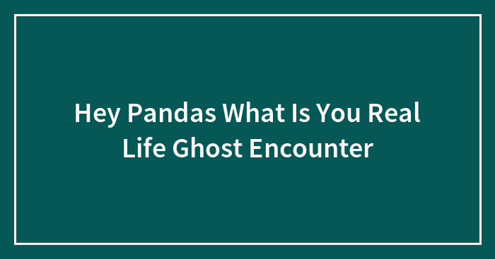 Hey Pandas What Is You Real Life Ghost Encounter
