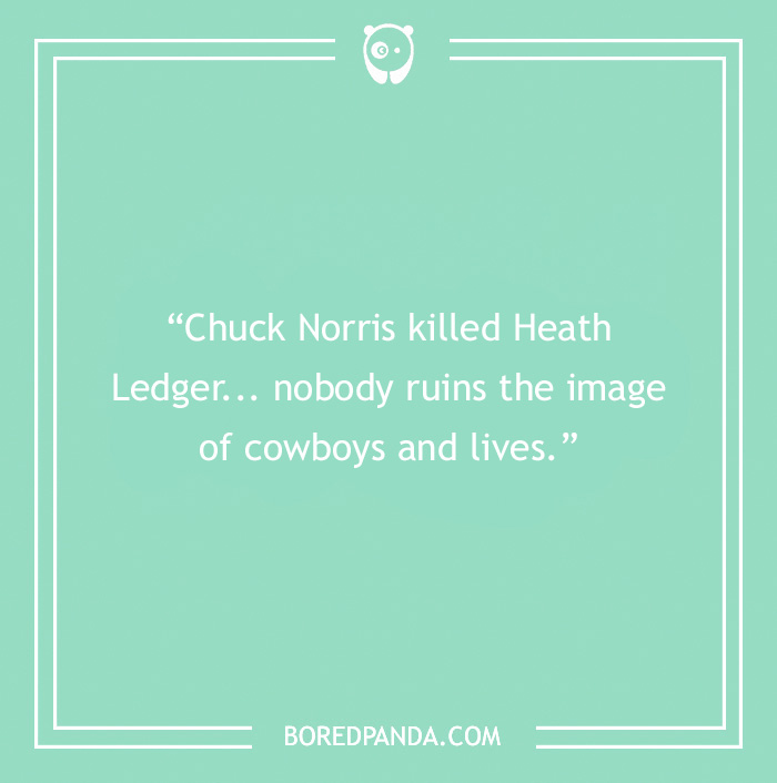 Cowboy joke text about Chuck Norris on a light green background with white border and boredpanda.com logo.