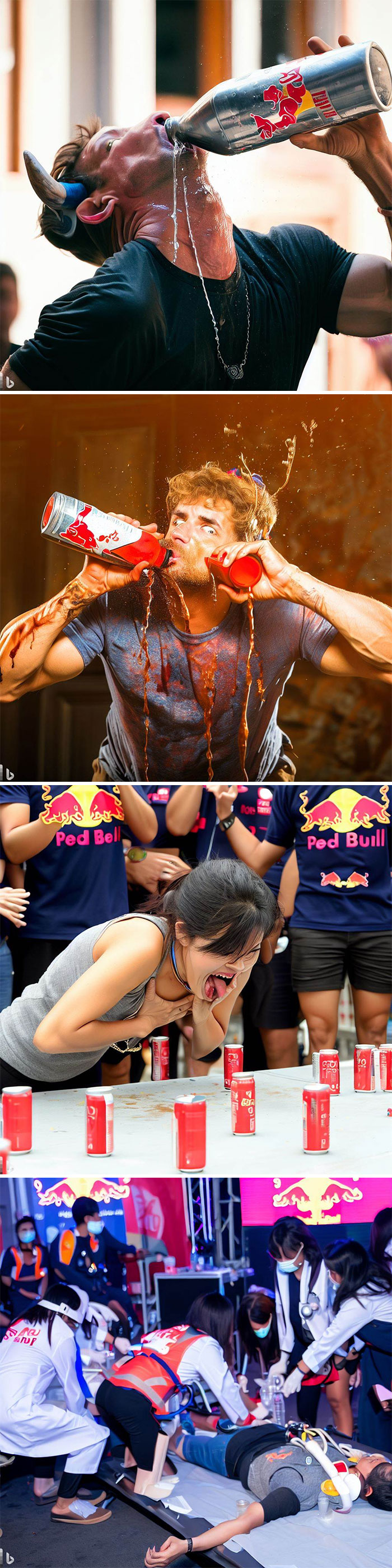 Competición extrema de beber Red Bull