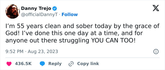 Danny Trejo Reveals He Has Been Abstinent For 55 Years, Inspires Anyone “Struggling” Danny Trejo Reveals He Has Been Abstinent For 55 Years, Inspires Anyone “Struggling”