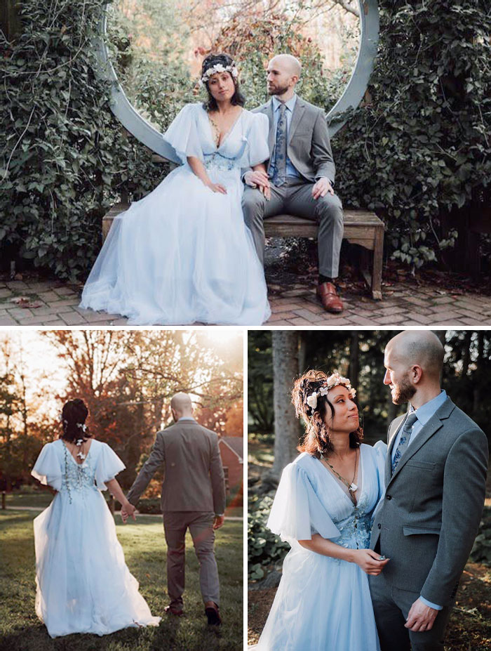 My Pale Blue Dress For Our Outdoor Wedding