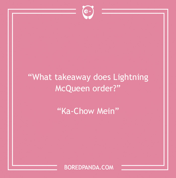 Disney joke on Lightning McQueen order