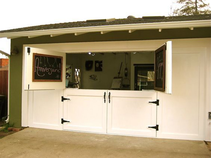 White garage wooden doors 