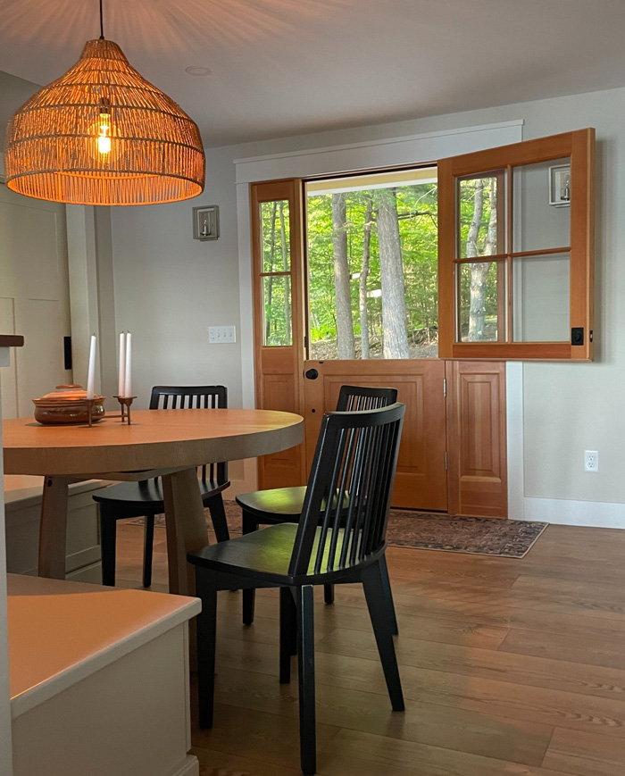 Wooden dutch door with open window 