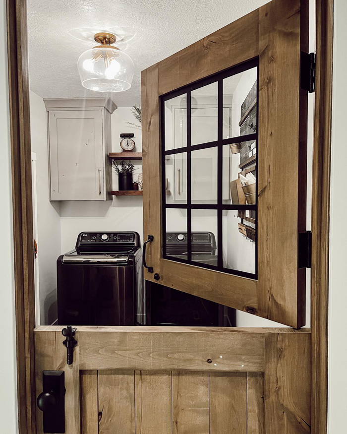 Wooden dutch door in the laundry room