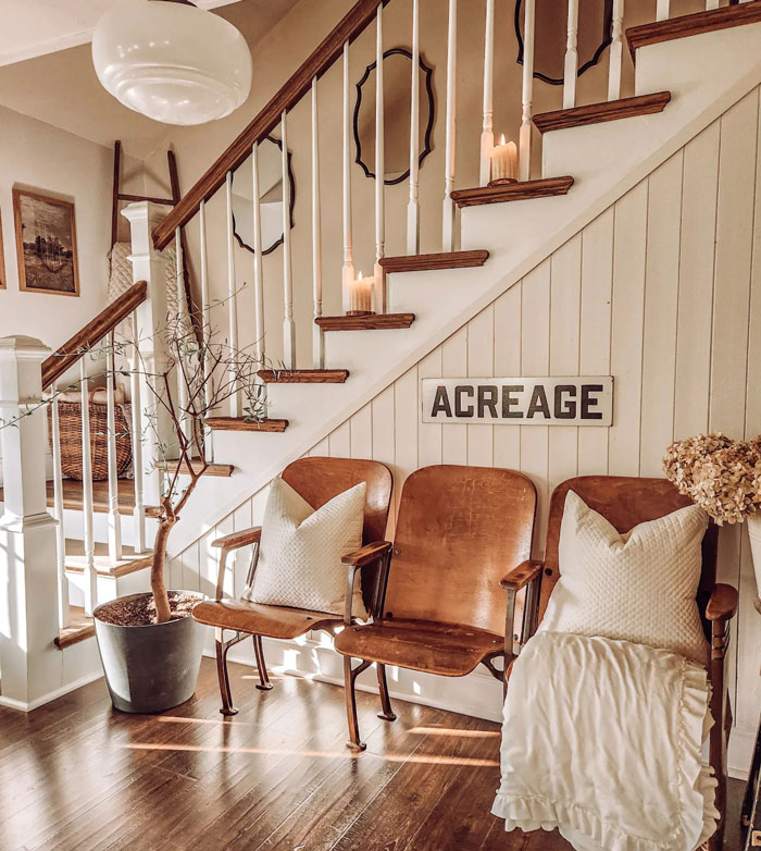 Old chairs with white pillow and sheet and stairs Old chairs with white pillow and sheet and stairs